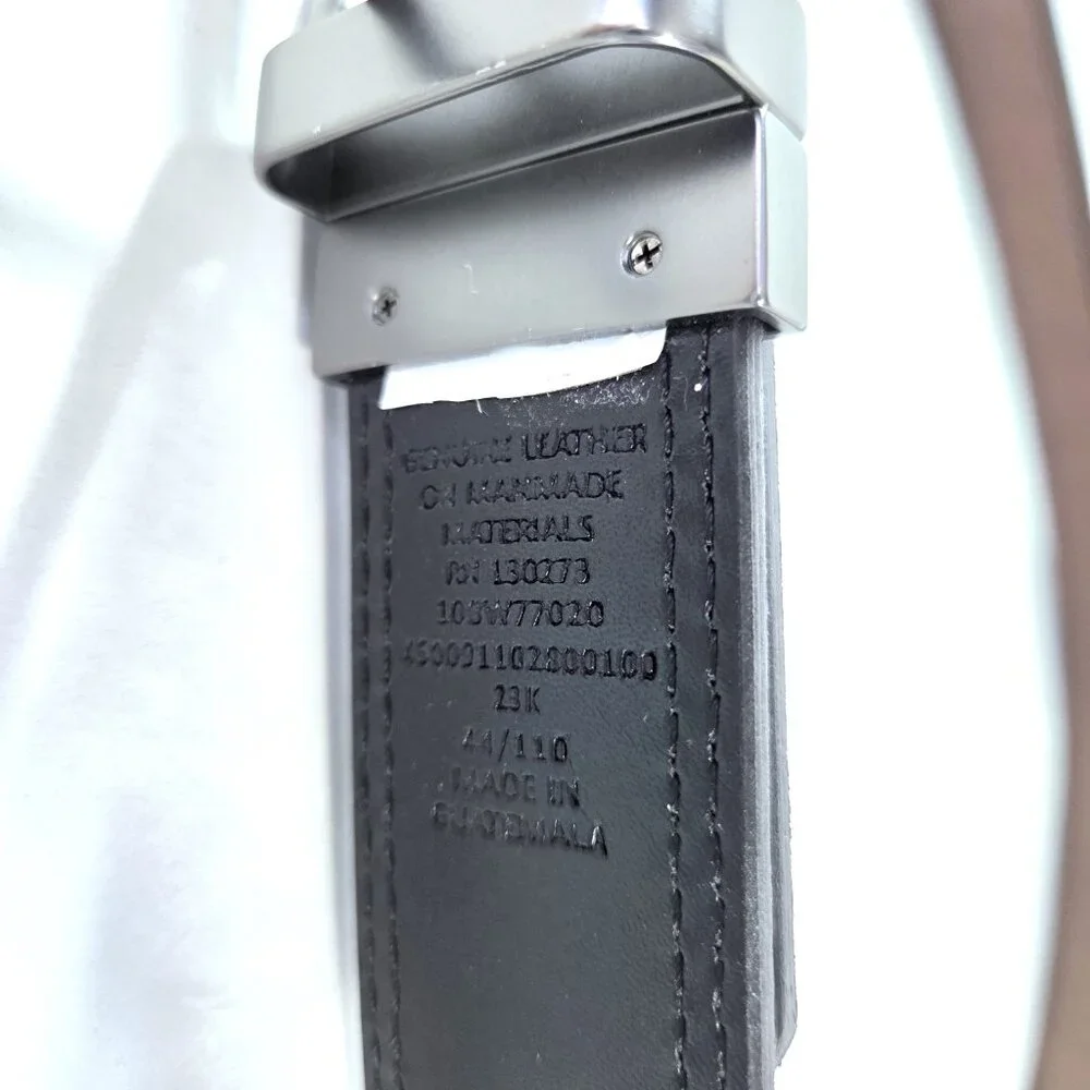 NWOT Leather Brown & Black Reversible Belt with Gunmetal Buckle Size 44